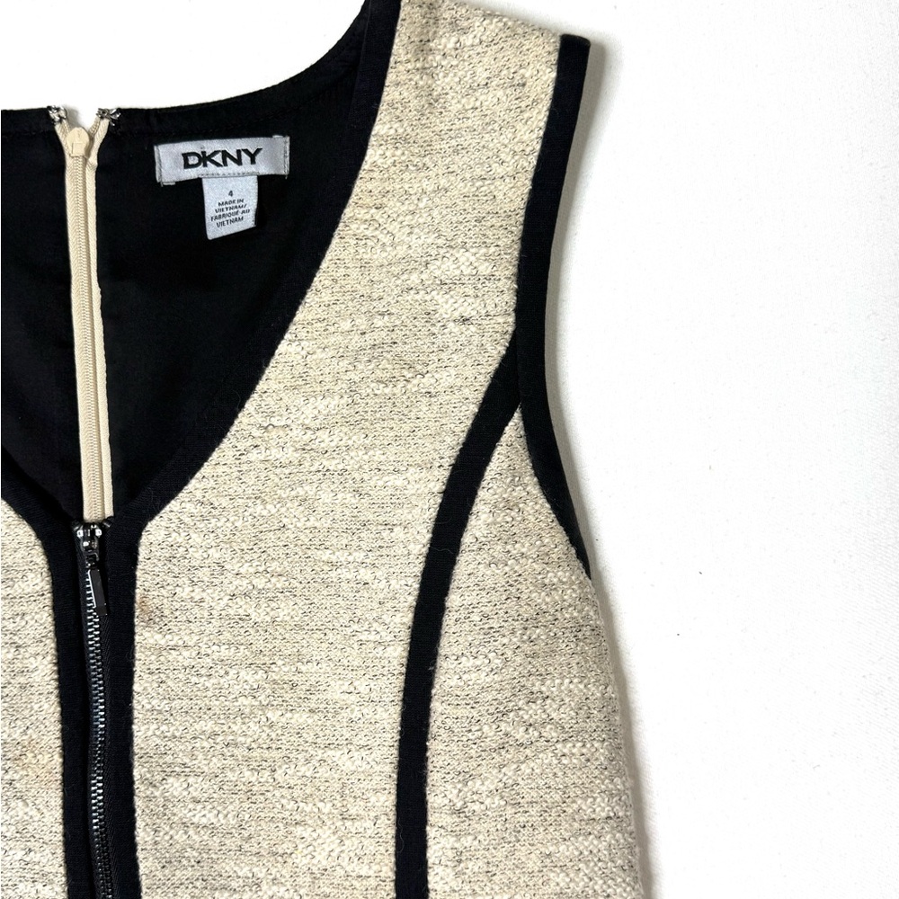 DKNY Cream & Black Trim Sleeveless Sheath Dress Size 4 - Picture 7 of 11